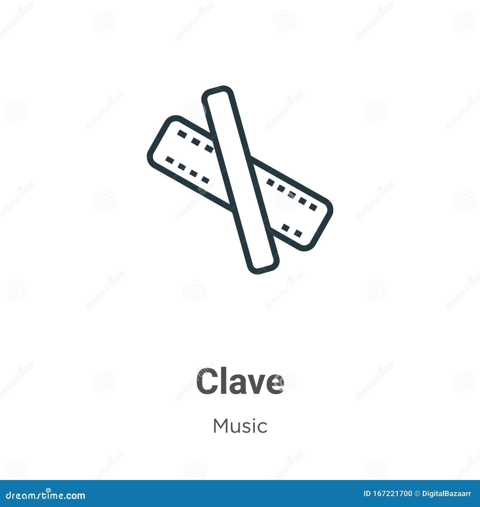 clave outline  icon. thin line black clave icon, flat  simple   from editable music concept