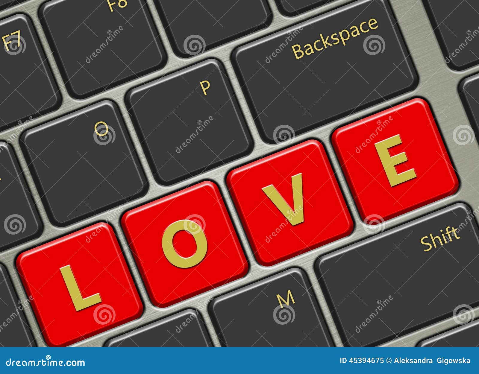 Clavier D'ordinateur Avec Des Boutons D'amour Illustration Stock