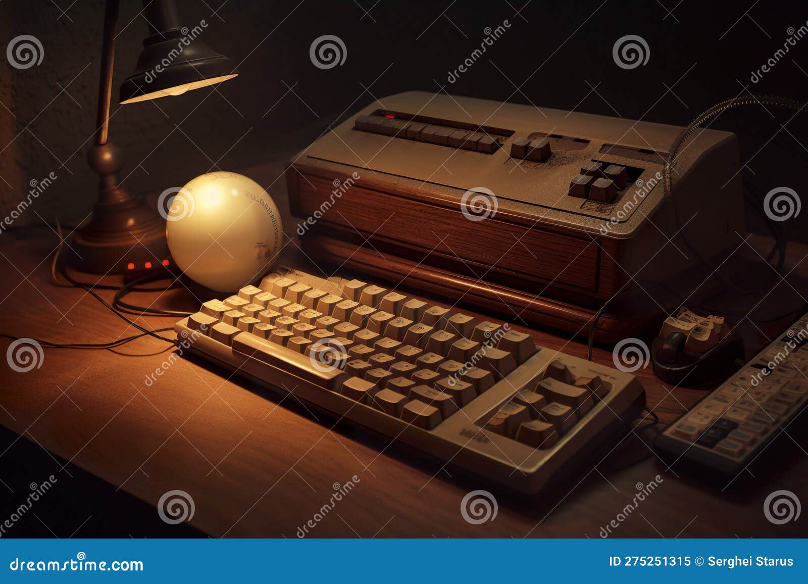 Clavier D'ordinateur Très Vintage Posé Sur Un Bureau En Bois