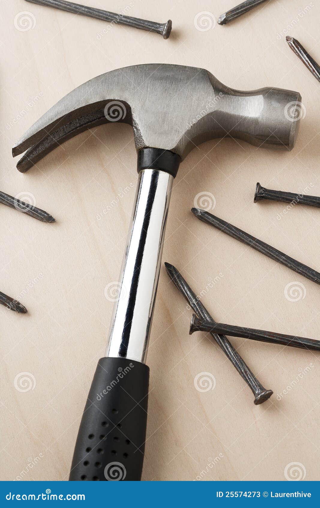 Claw hammer and nails stock image. Image of detail, carpentry 25574273