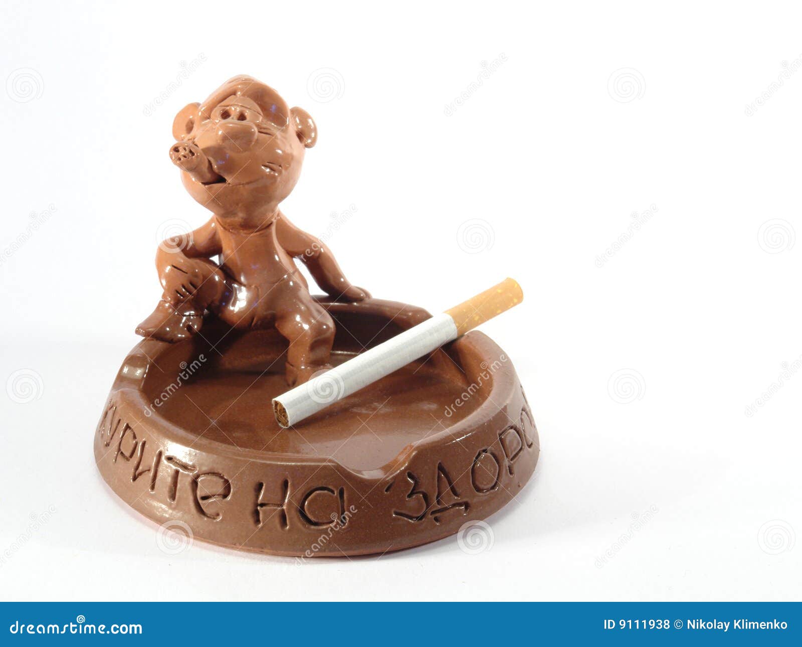 Clay ashtray with the man stock photo. Image of cigarette 9111938