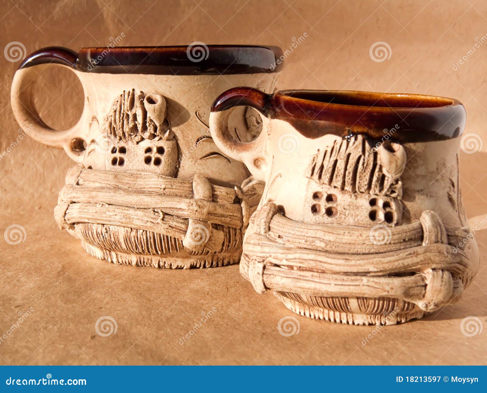Clay cups stock image. Image of plates, clay, background 18213597