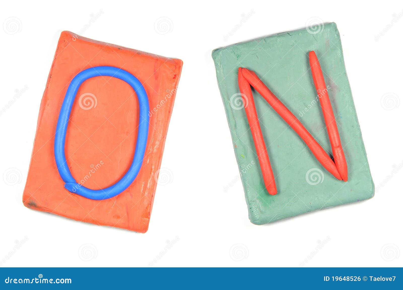 Clay letters. Words ON stock photo. Image of print, reading 19648526