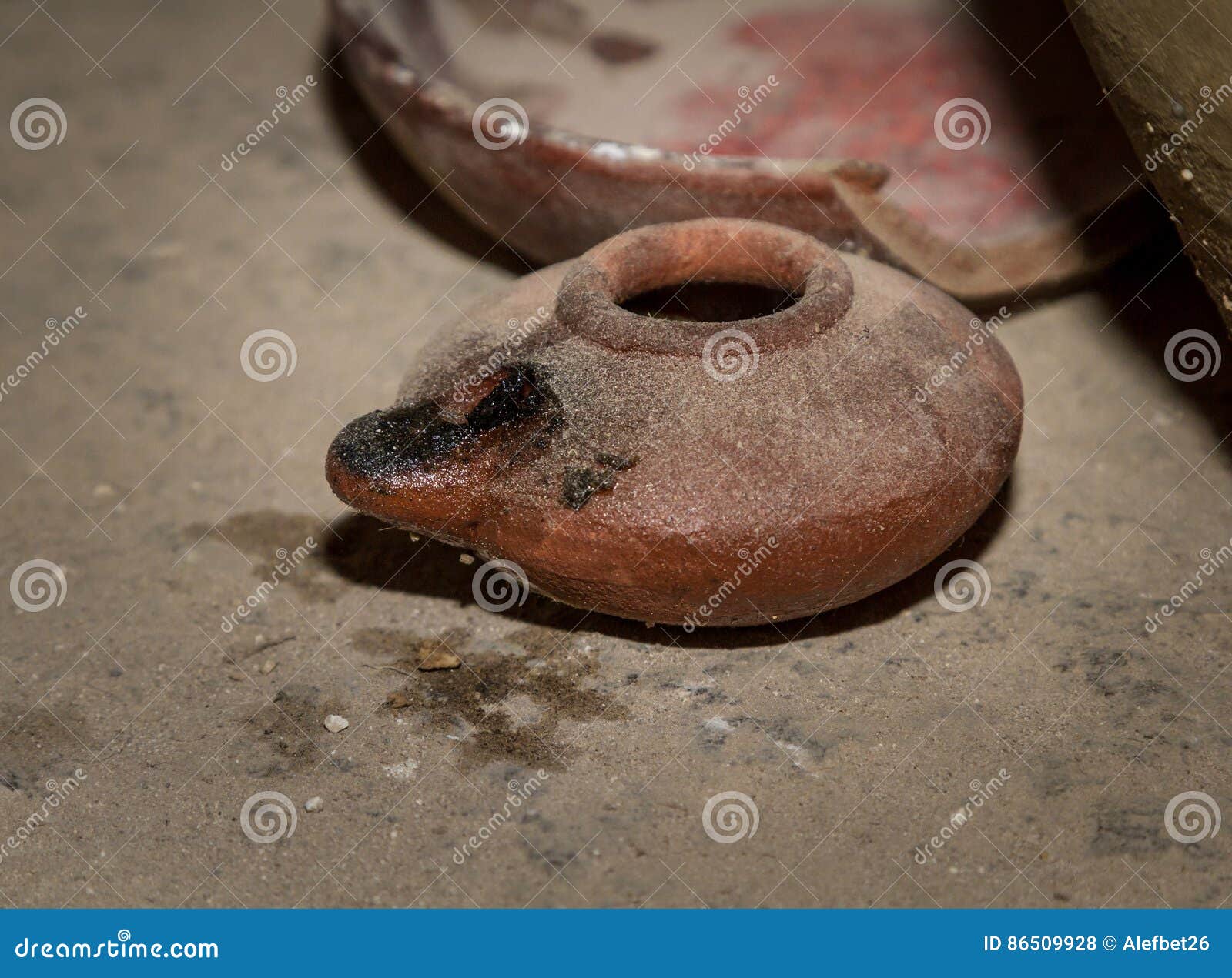 the clay oil lamp in nazareth village, israel