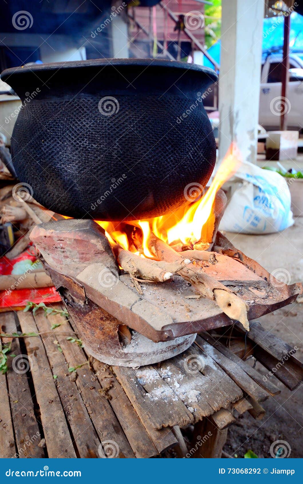 Clay Pot with Charcoal for Cooking Stock Photo Image of burn, cook