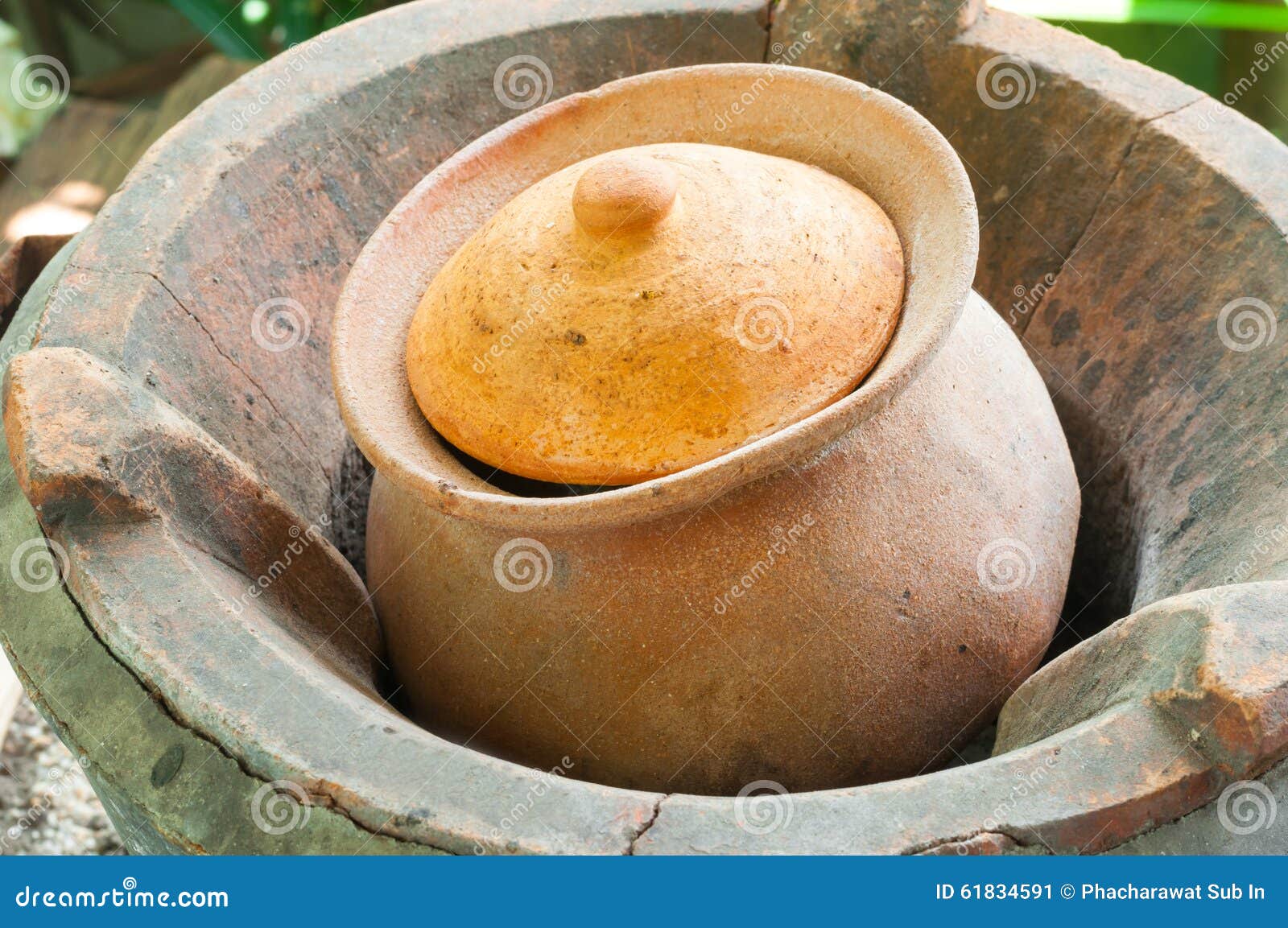 Clay Pot for Cooking Outside a Restaurant on Stove Stock Image Image