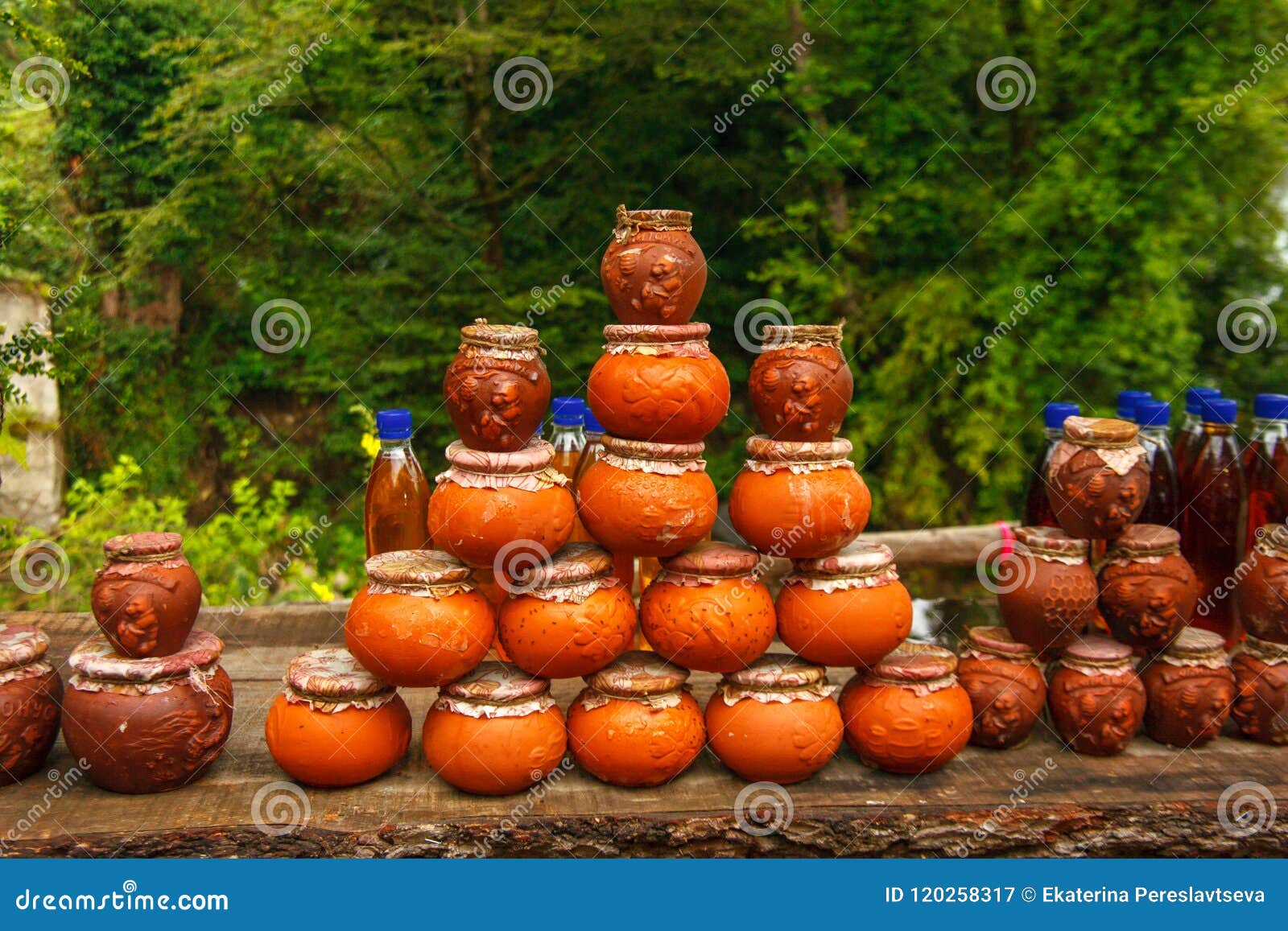 Clay Pots of Honey are a Stack Stock Image Image of ancient, clay