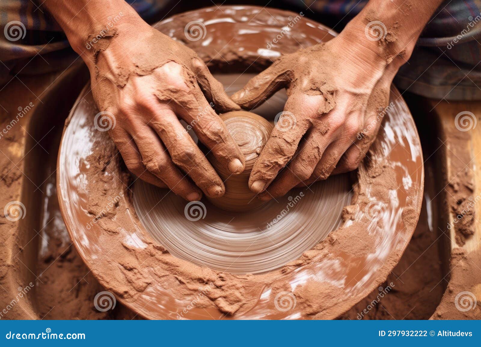 Clay Pottery inmaking, Hands Working in Wet Mud Stock Photo Image of