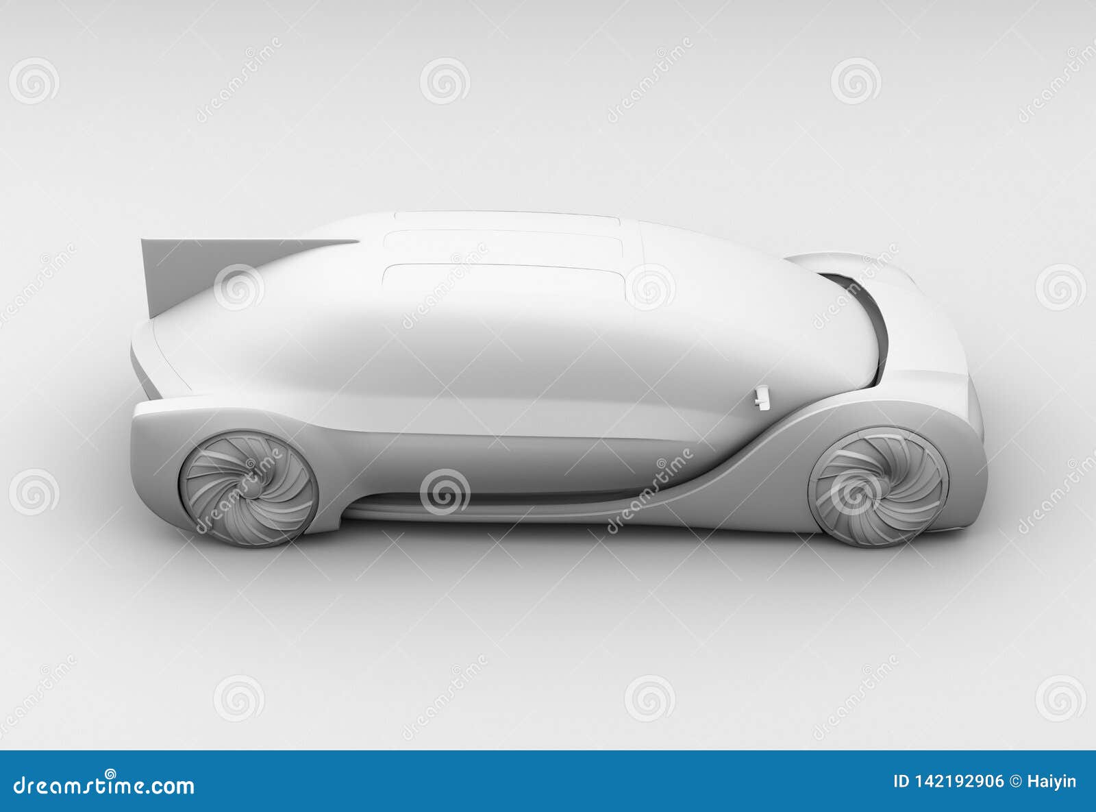 Clay Rendering of Self Driving Electric Car Exterior Stock Illustration