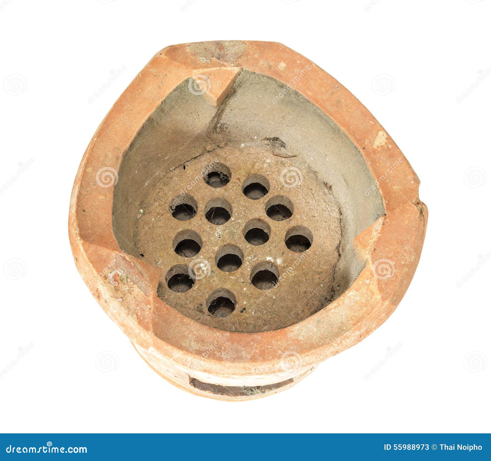 Clay Stove Pottery for Food Burning Isolate on White Stock Image