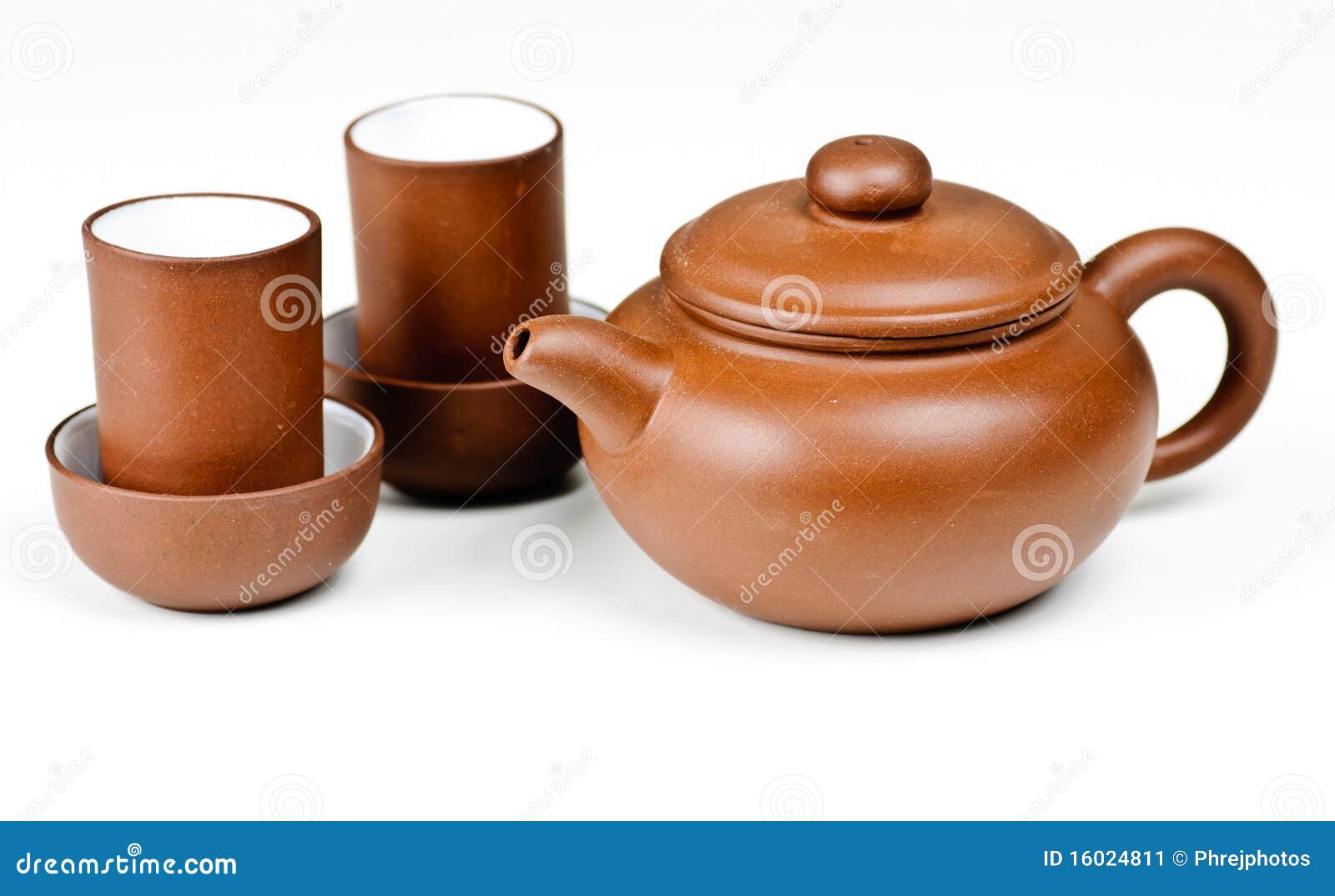 Clay tea pot and cups stock image. Image of brown, south 16024811