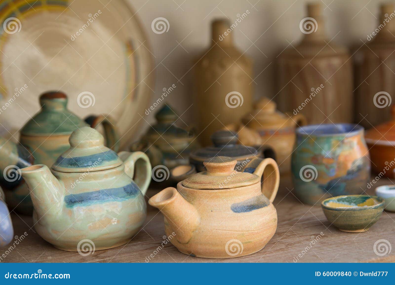 Clay tea pots stock photo. Image of closeup, cups, pots 60009840
