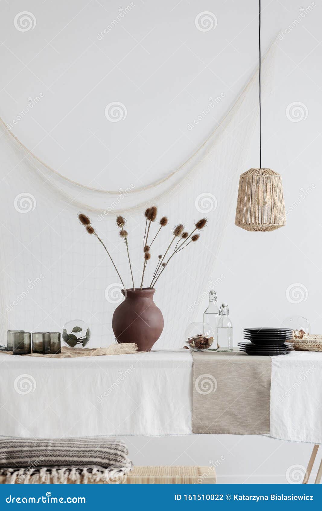 Clay Vase on the Table in Vintage Kitchen Stock Photo Image of