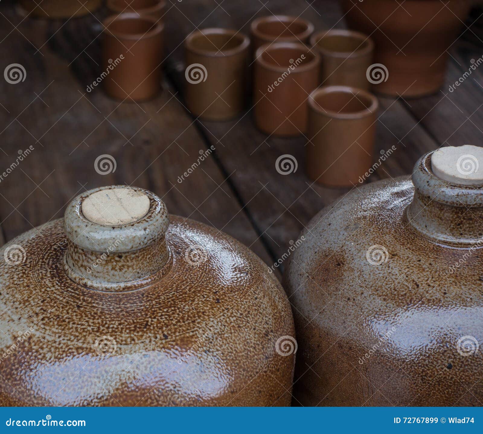 Clay Wine Bottles on the Market Stock Image - Image of table, workshop