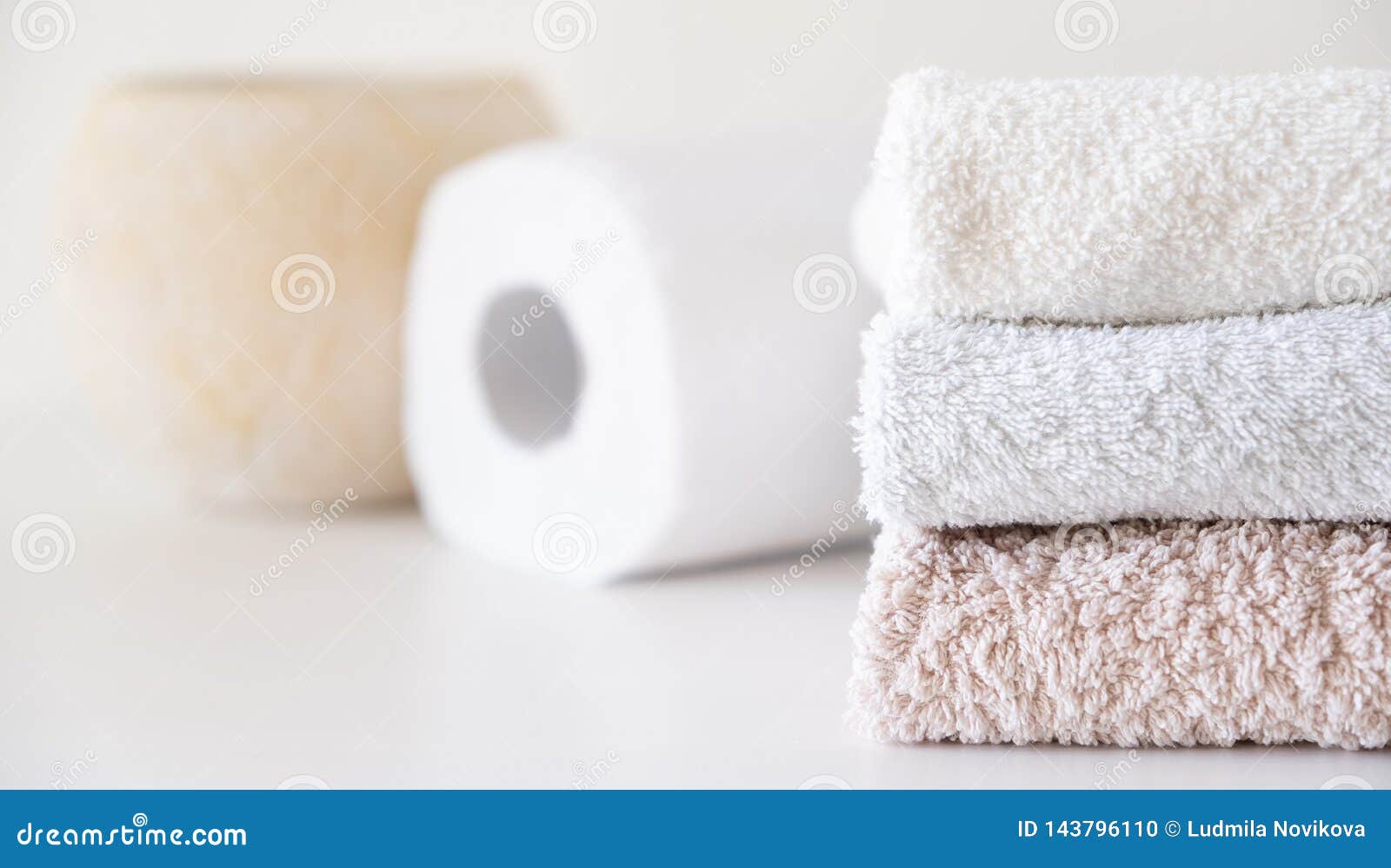 Clean Cotton Towels and Paper Towels Stock Photo Image of neatly