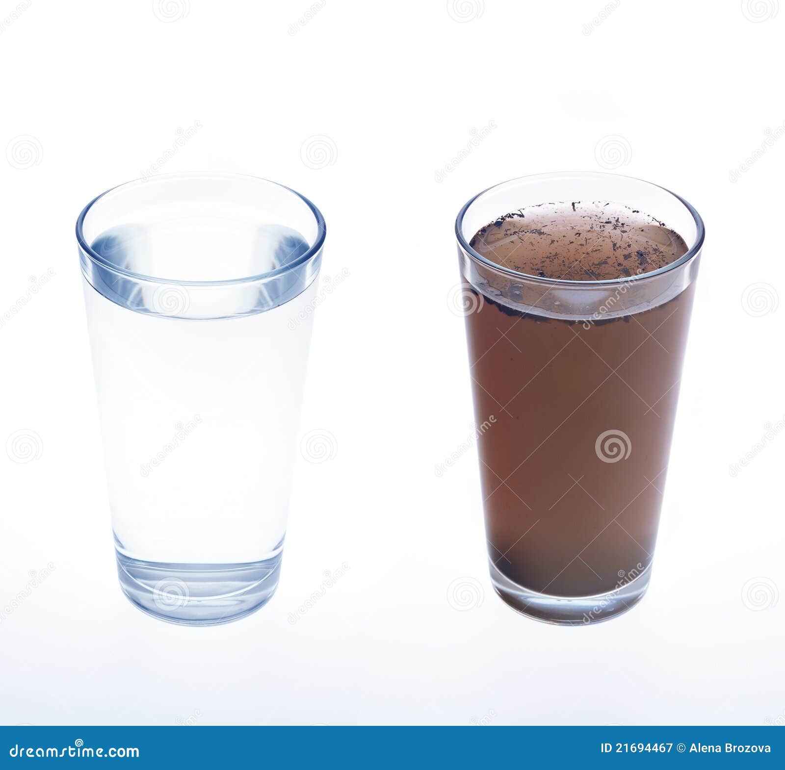 clean and dirty water in drinking glass