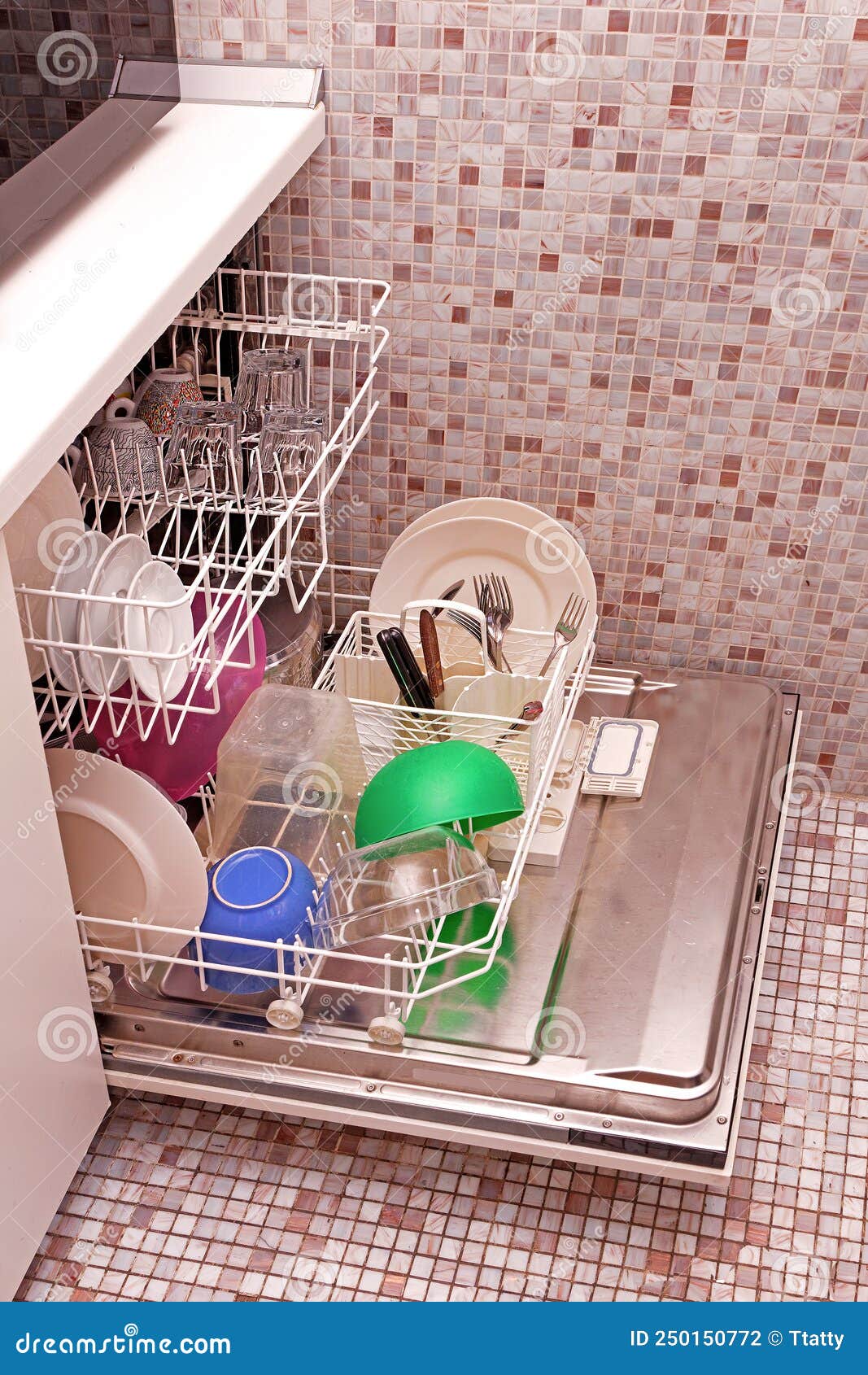 Clean Dishes in Dishwasher Machine Stock Photo Image of kitchen
