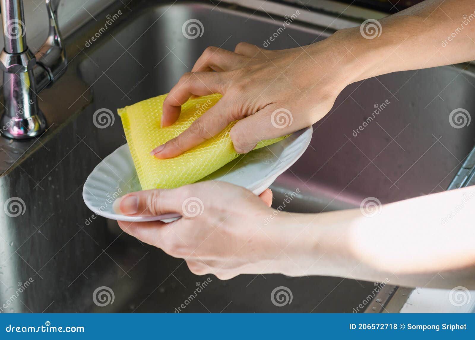 Clean the Dishes in the Kitchen Stock Photo Image of service