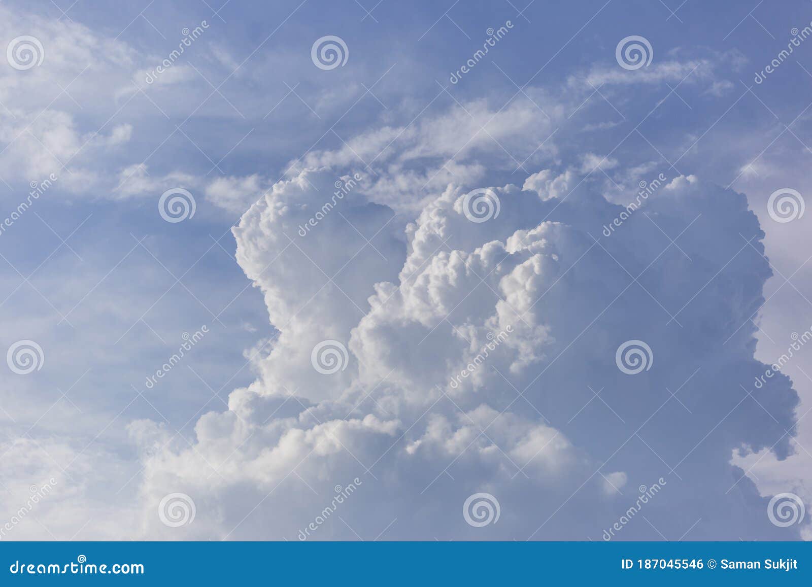 Clean Fluff White Sky Blue Cloud Background with Copy Space Stock Photo -  Image of pattern, outdoor: 187045546