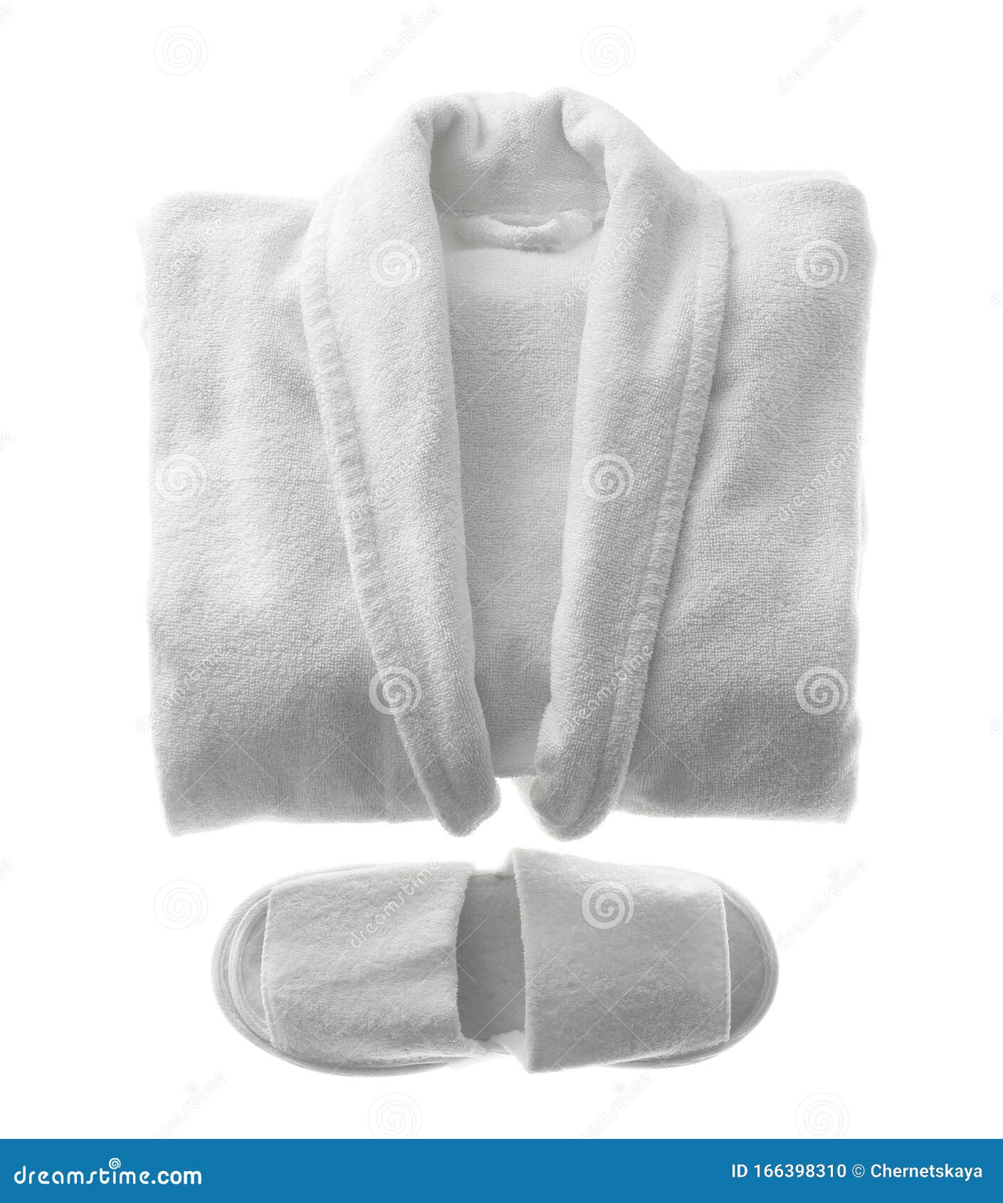 Clean Folded Bathrobe and Slippers Isolated on White Stock Photo ...