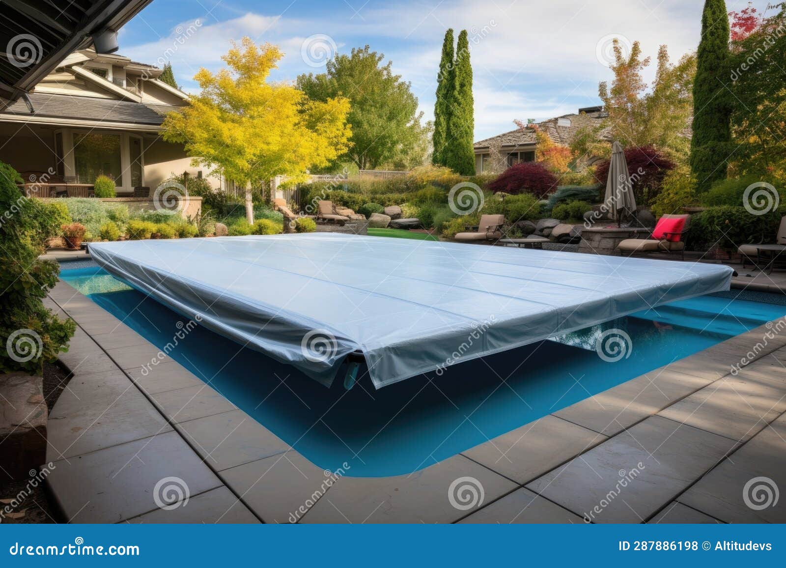 Clean and Folded Pool Cover on Poolside Stock Photo Image of poolside
