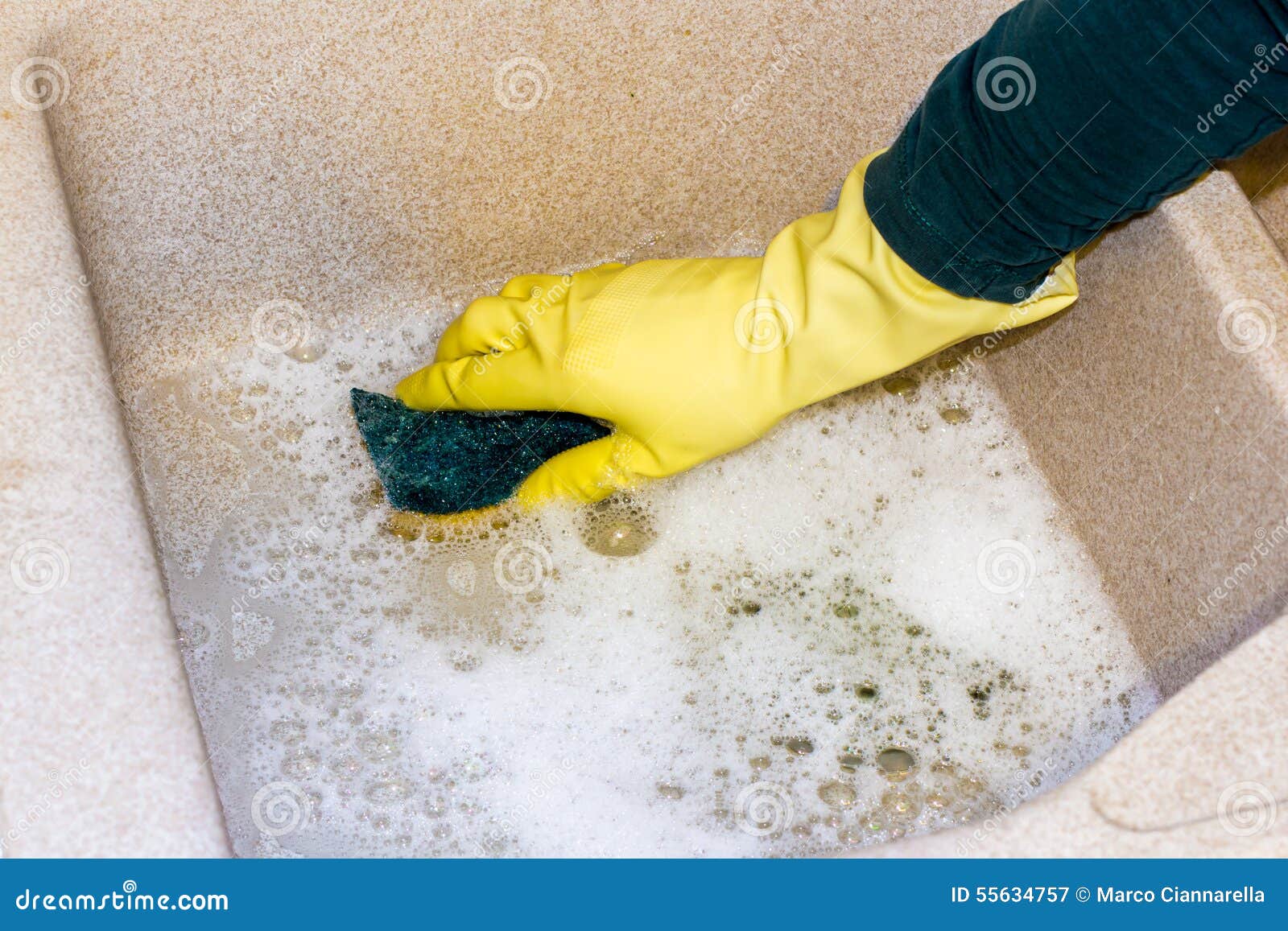 Clean a Granite Sink with a Sponge Stock Image Image of neat, dirty
