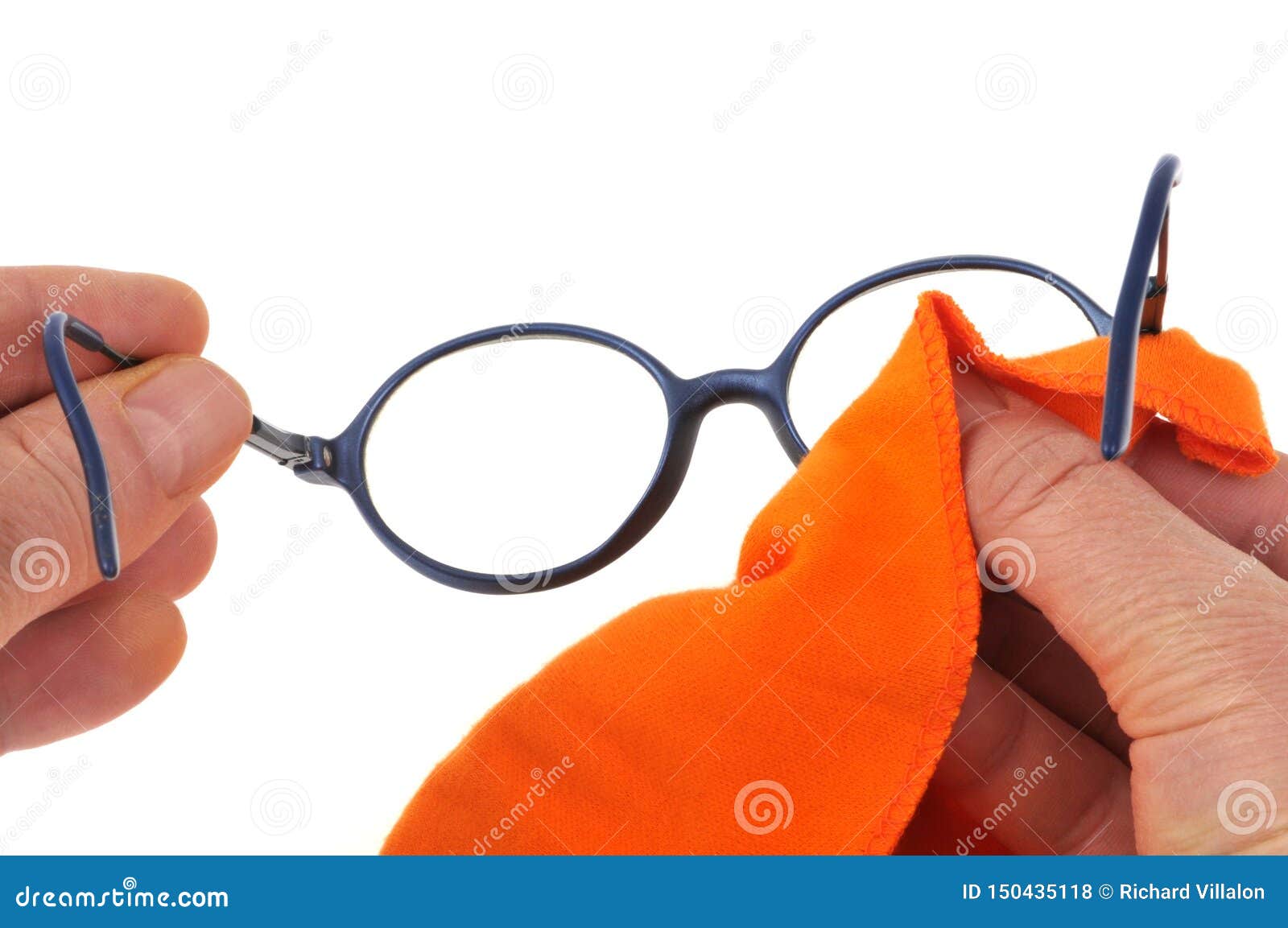 Clean His Glasses with a Cloth Stock Photo - Image of glasses