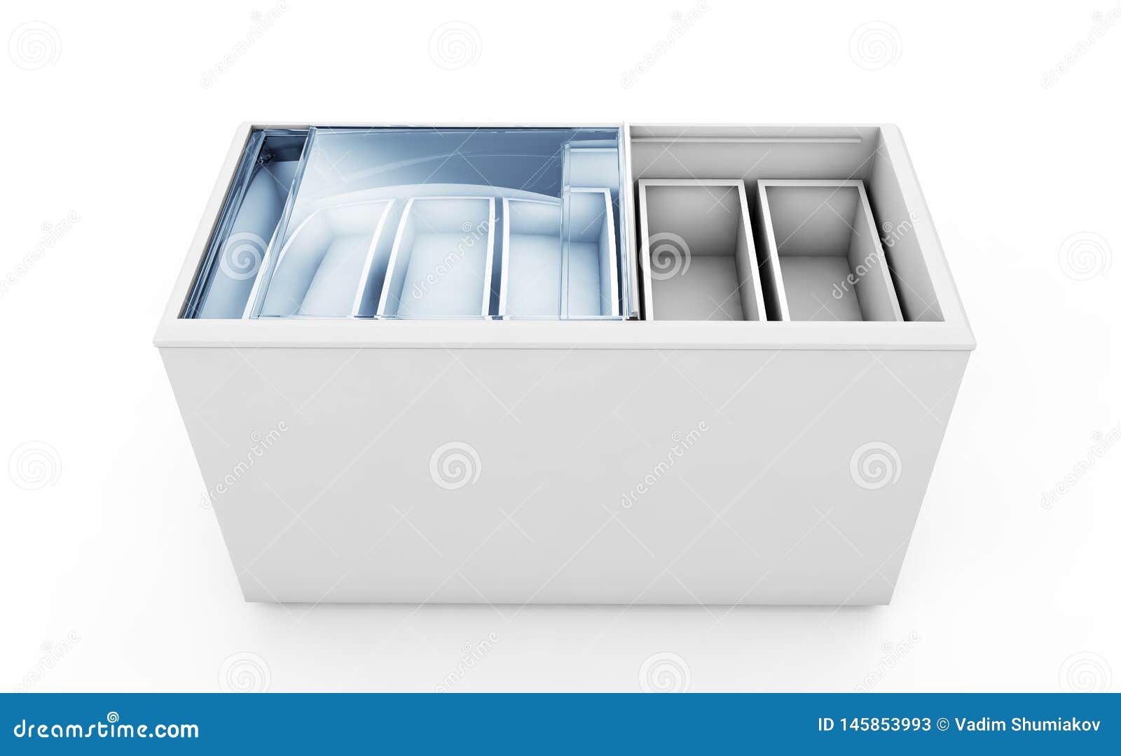 Download Clean Ice Cream Freezer Blank Isolated On White Background 3d Rendering Stock Illustration Illustration Of Empty Rendering 145853993