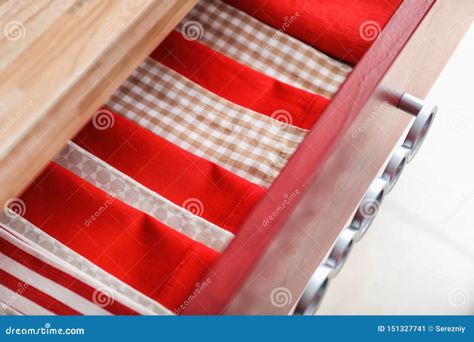 Clean Kitchen Towels in Drawer Stock Image Image of drawer, chest