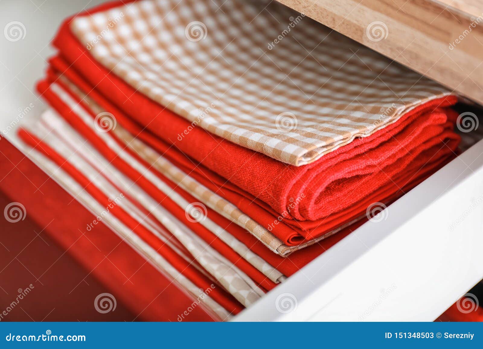 Clean Kitchen Towels in Drawer Stock Image Image of drawer, stack