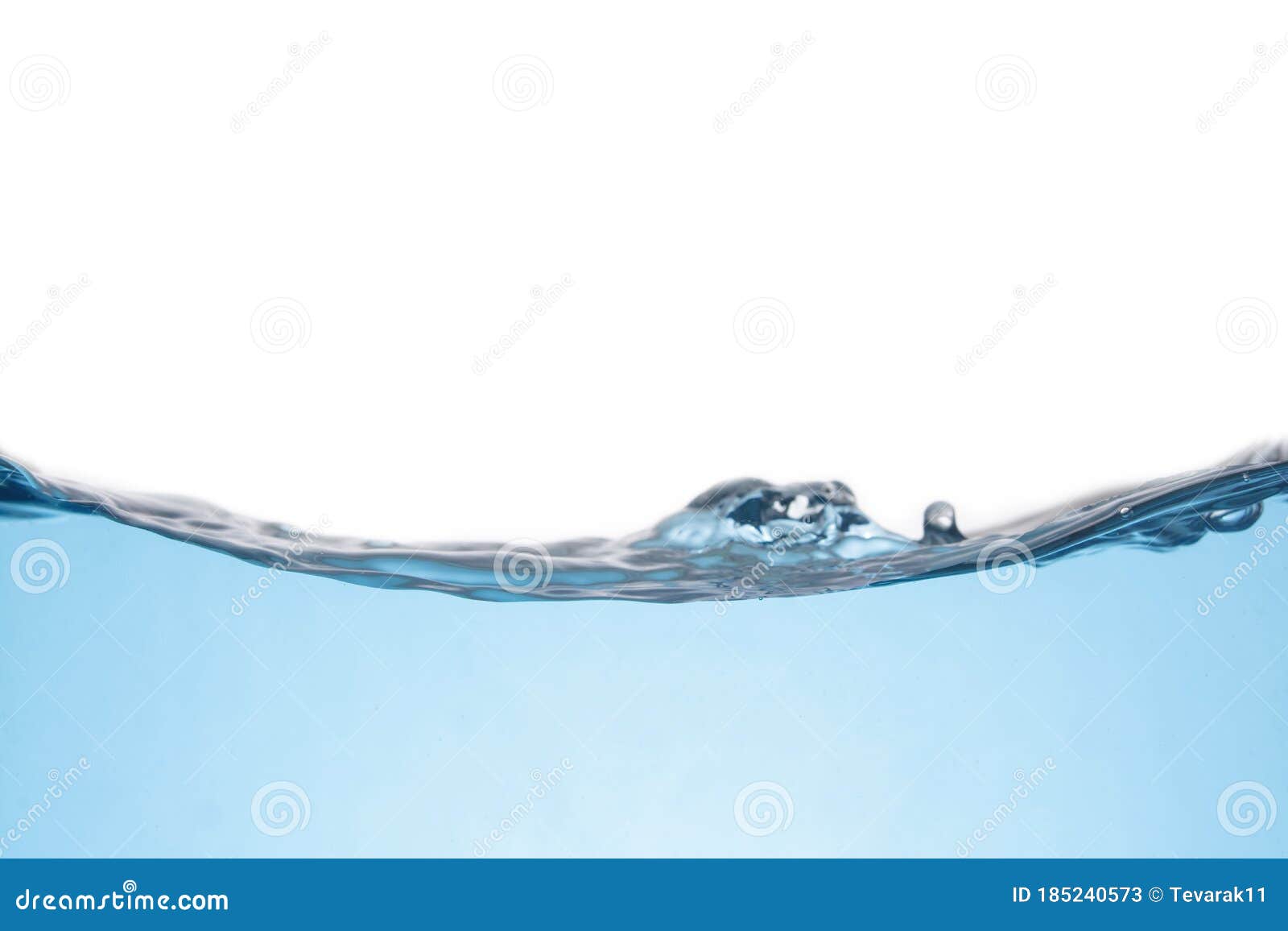 Clean Light Blue Water Wave Isolated on White Background Stock Image
