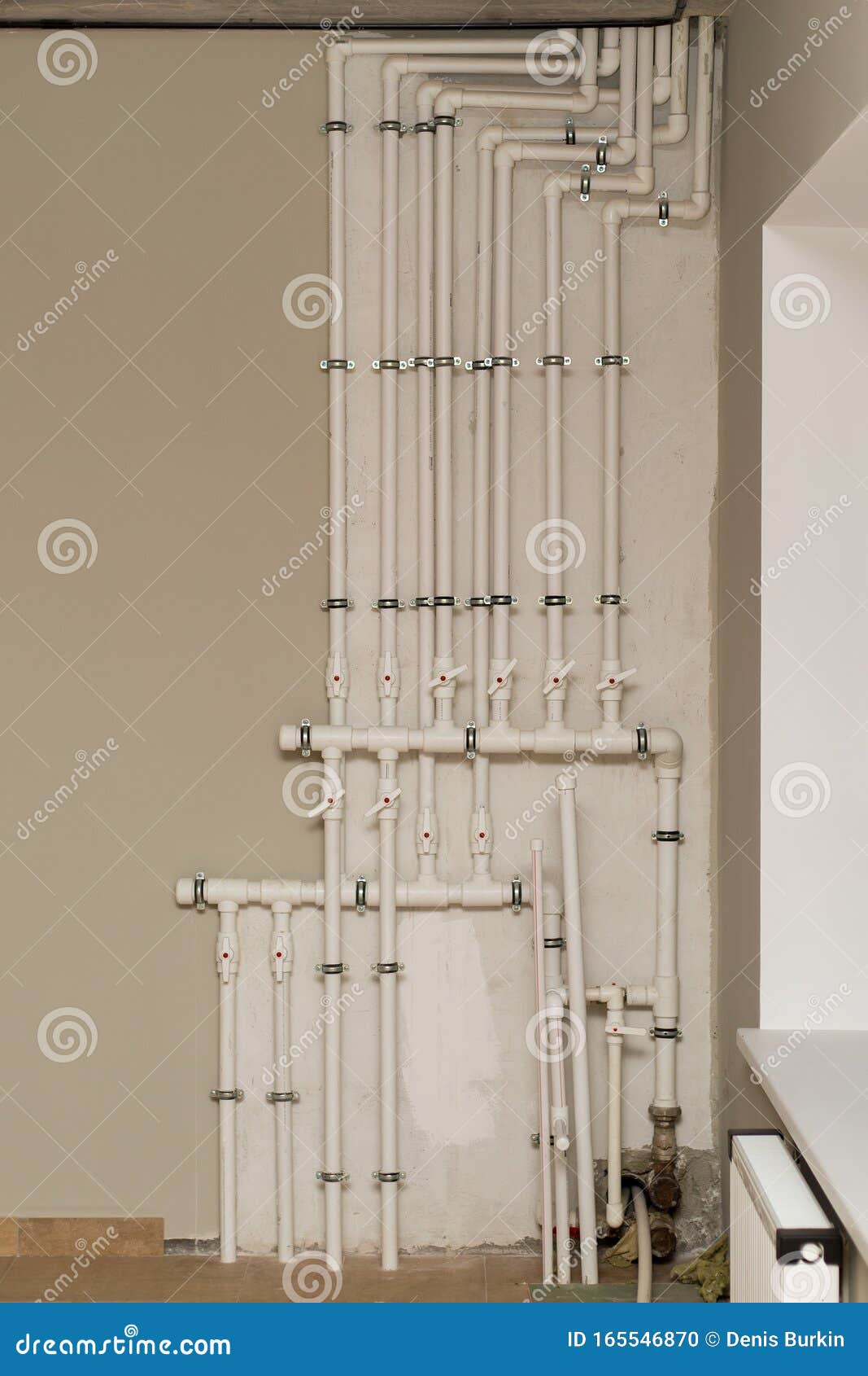 Clean Line White Water Pipes Watering System Pipe Engineer Design in Underground. Plastic White