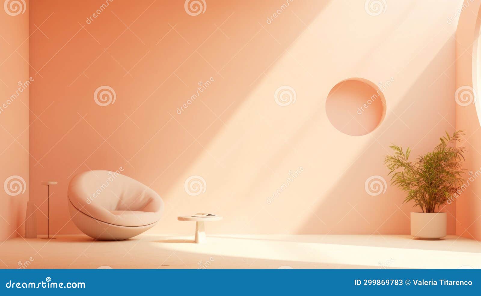 Clean Lines Define a Peach Fuzz Interior, Modern Minimalism Stock Image
