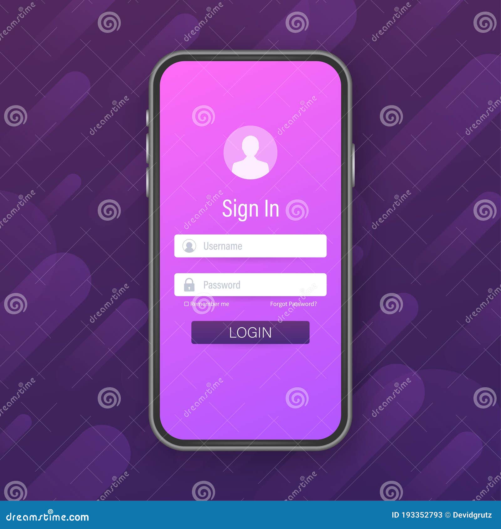 Clean Login Form Template Design On Blurred Background Vector