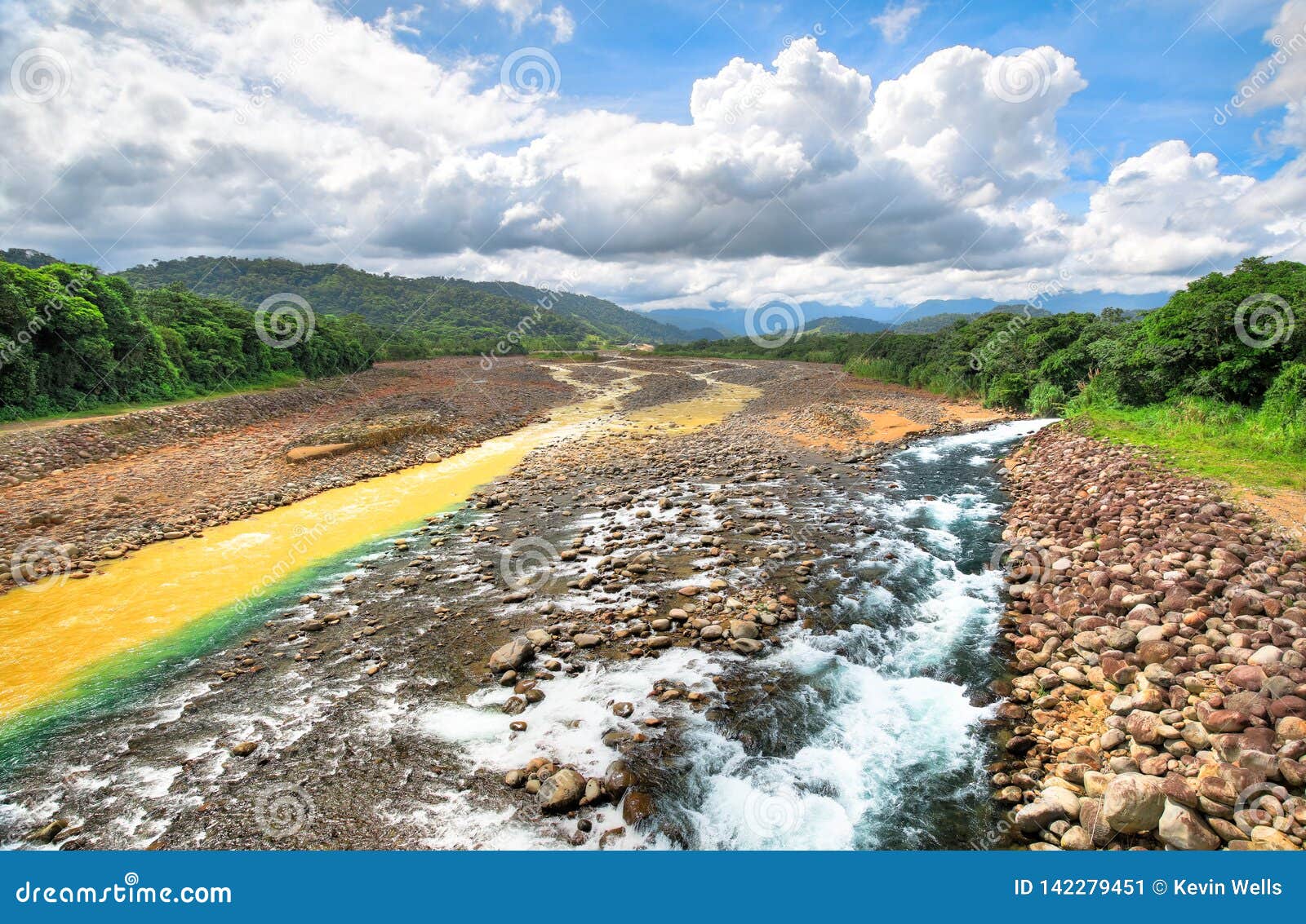 clean and murky rivers converge in costa rica