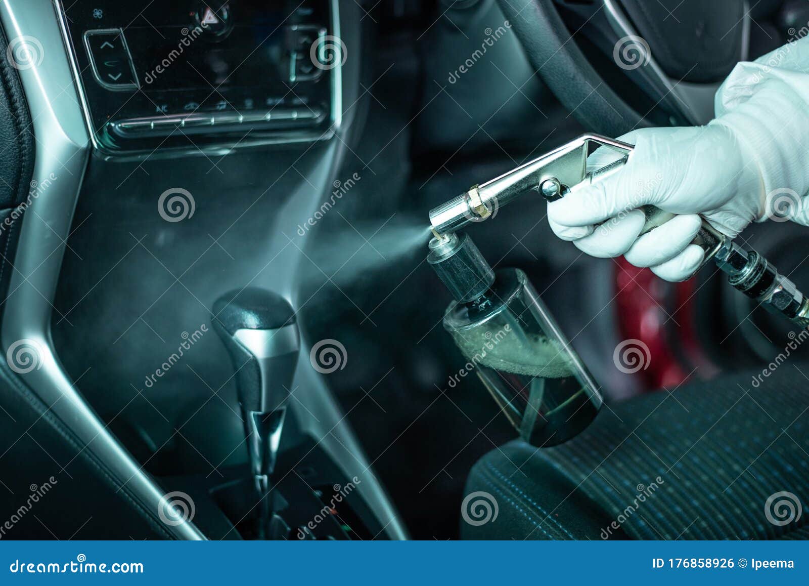 Clean Surfaces in Car with a Disinfectant Spray. Stock Photo Image of covid19, disease 176858926