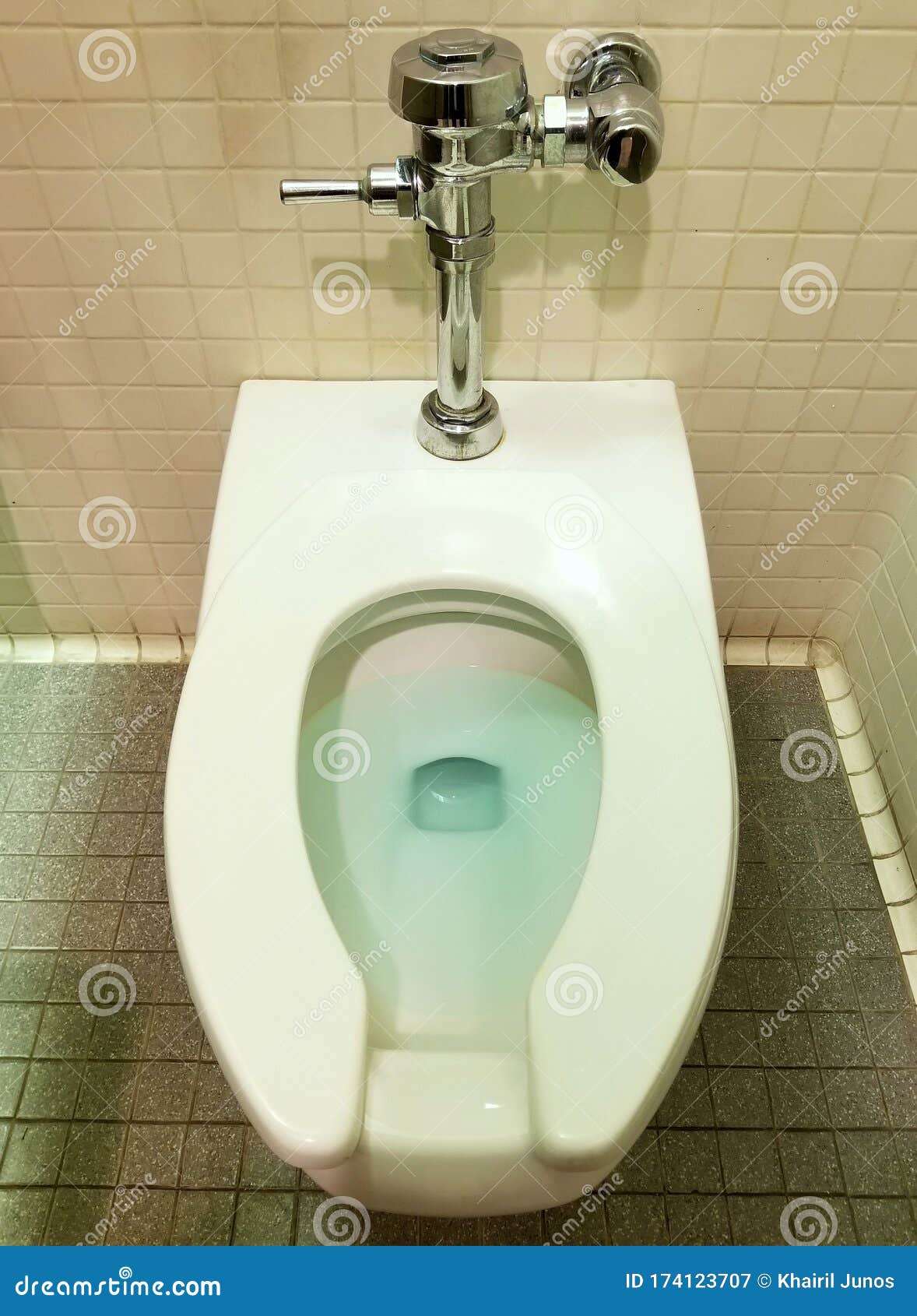 A Clean Toilet Bowl with Blue Water Stock Image Image of bowl, white 174123707