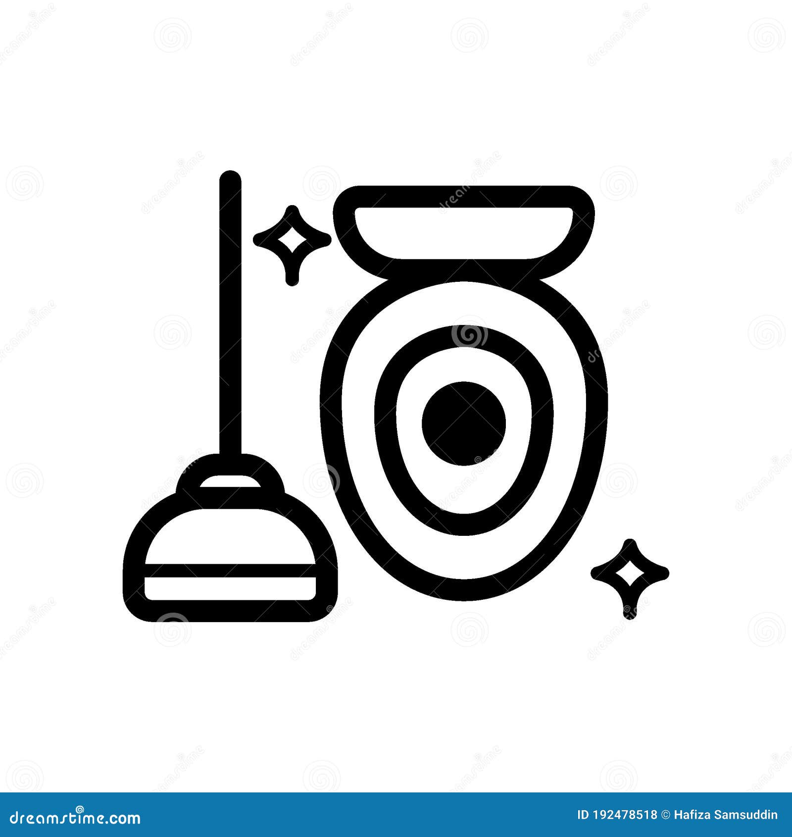 Clean Toilet Bowl with Plunger. Vector Illustration Decorative Design