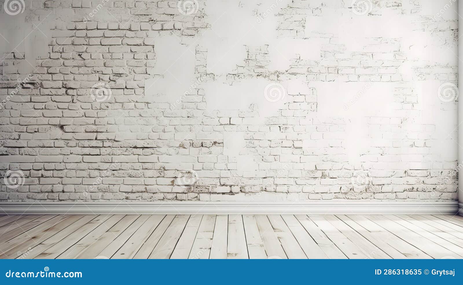 Clean Wall Evenly Whitewashed with White Paint Stock Illustration