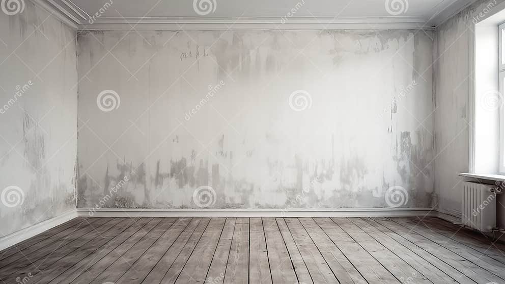 Clean Wall Evenly Whitewashed with White Paint Stock Illustration