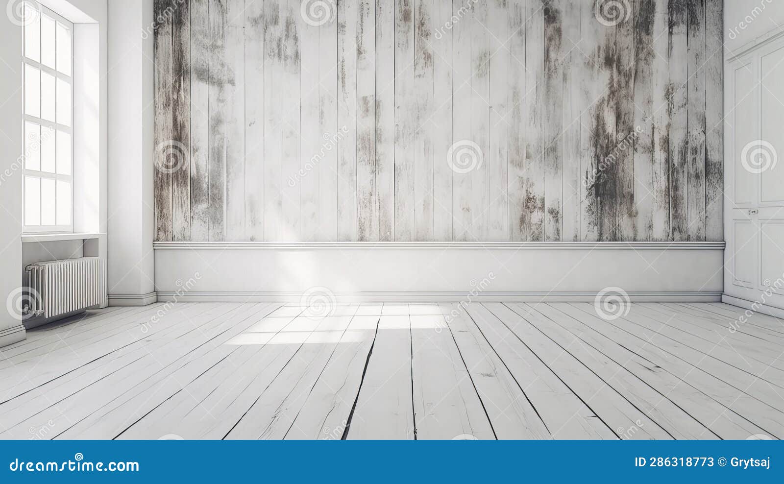 Clean Wall Evenly Whitewashed with White Paint Stock Illustration