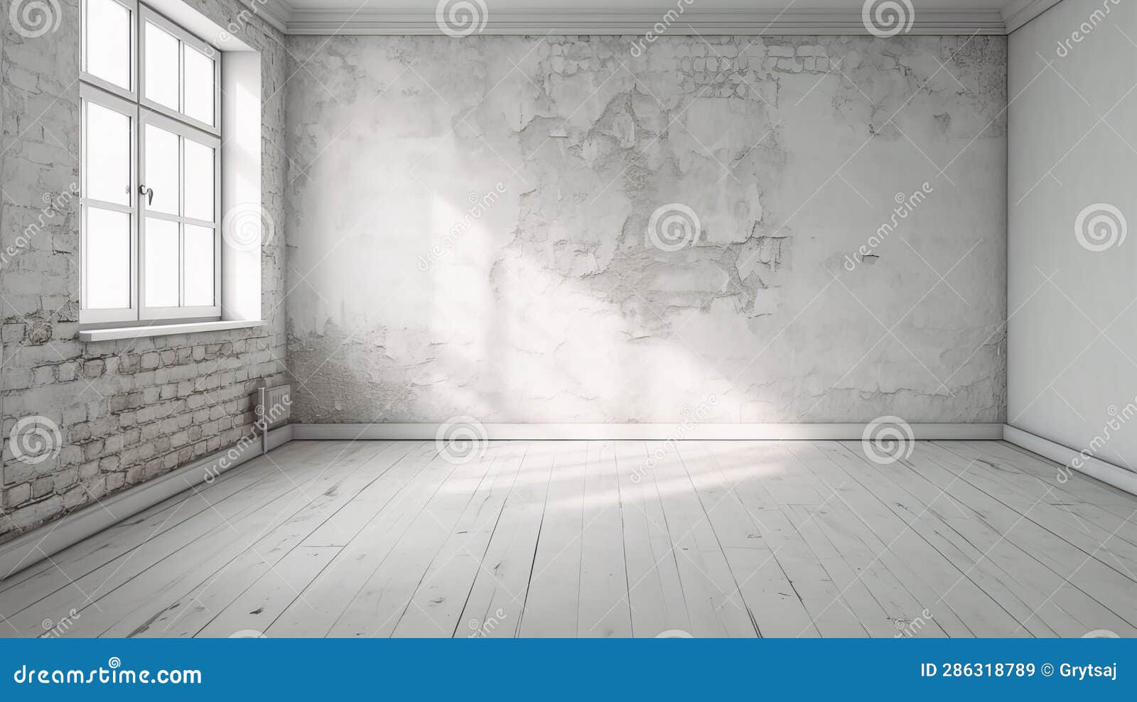 Clean Wall Evenly Whitewashed with White Paint Stock Illustration
