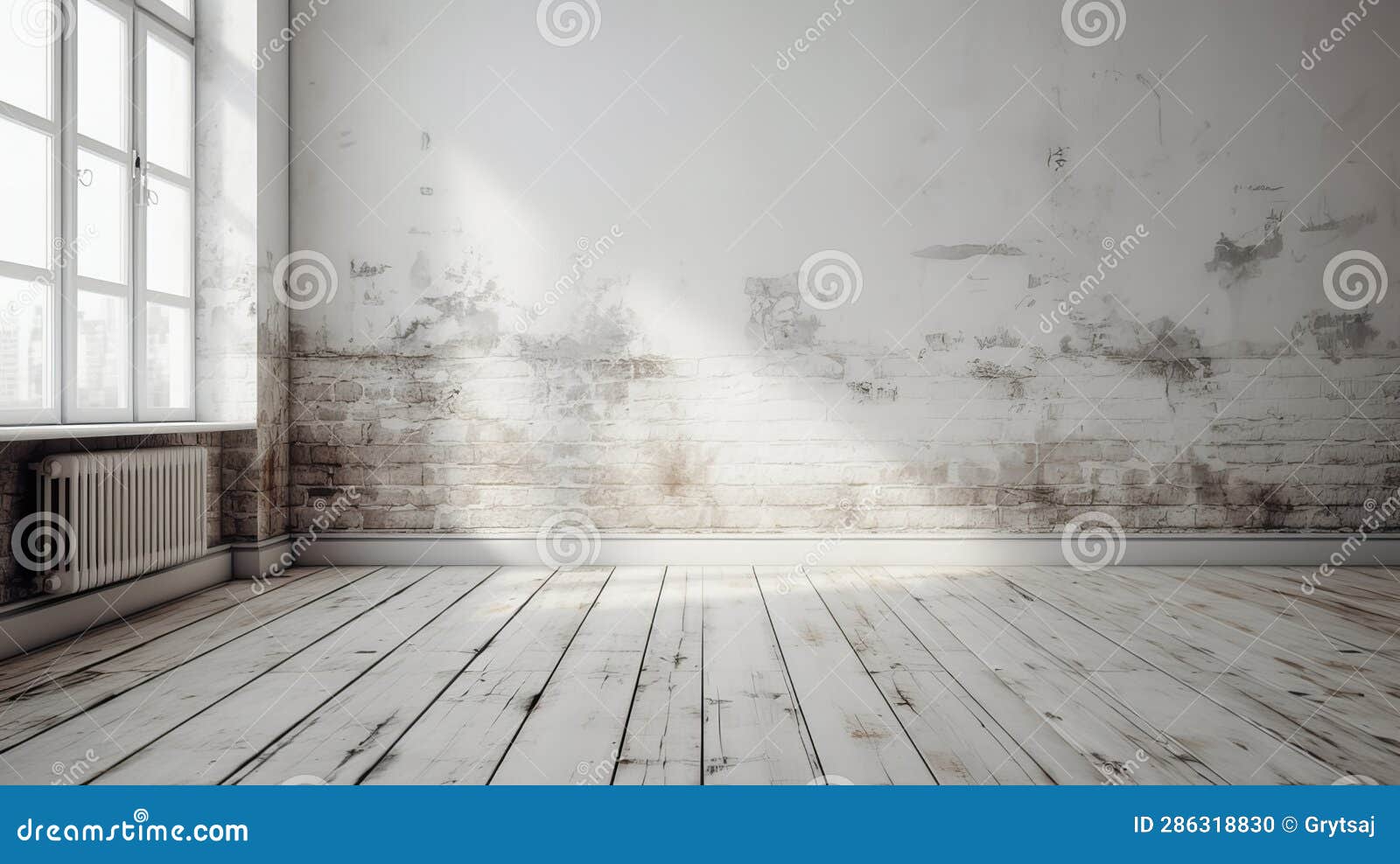 Clean Wall Evenly Whitewashed with White Paint Stock Illustration
