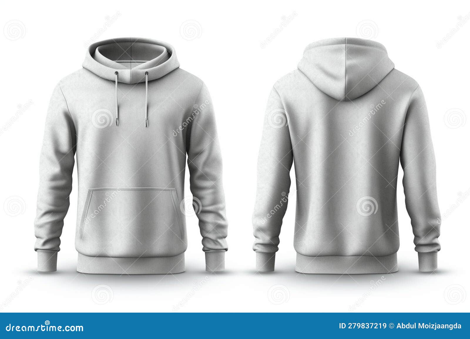Clean White Background, Men S Grey Blank Hoodie Template, Front and ...