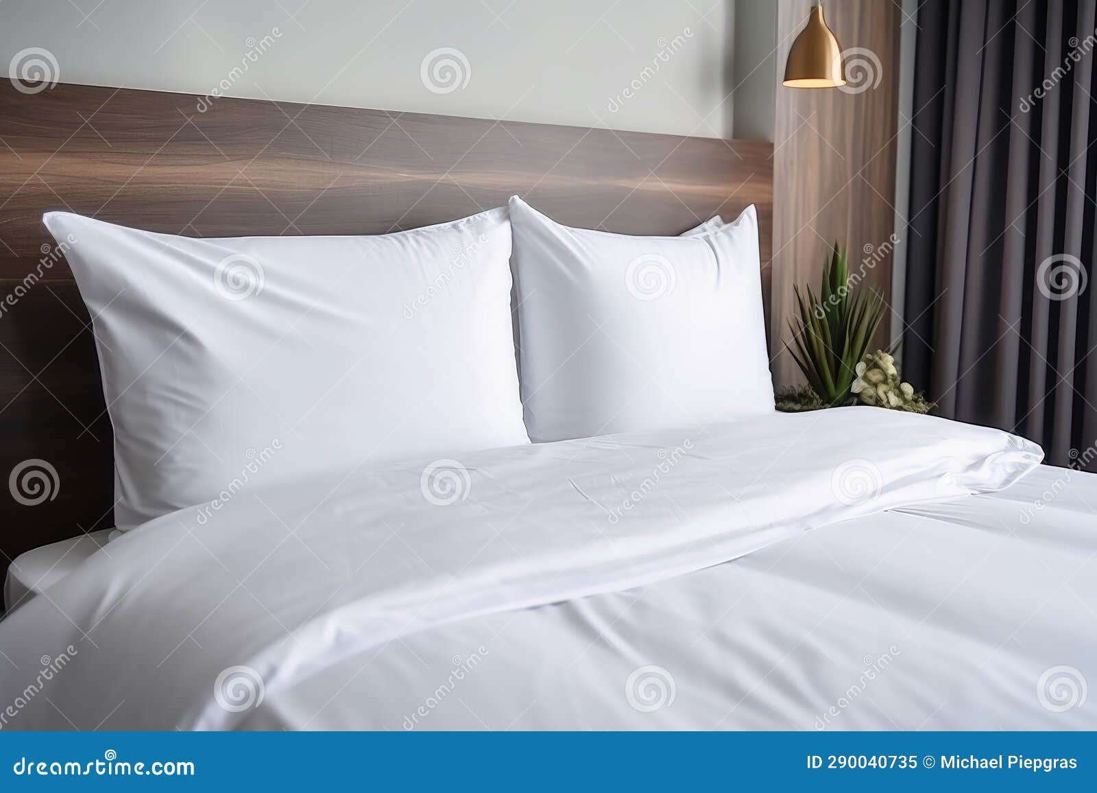 Clean White Bed Linen on a Bed in a Luxury Hotelroom Stock Image