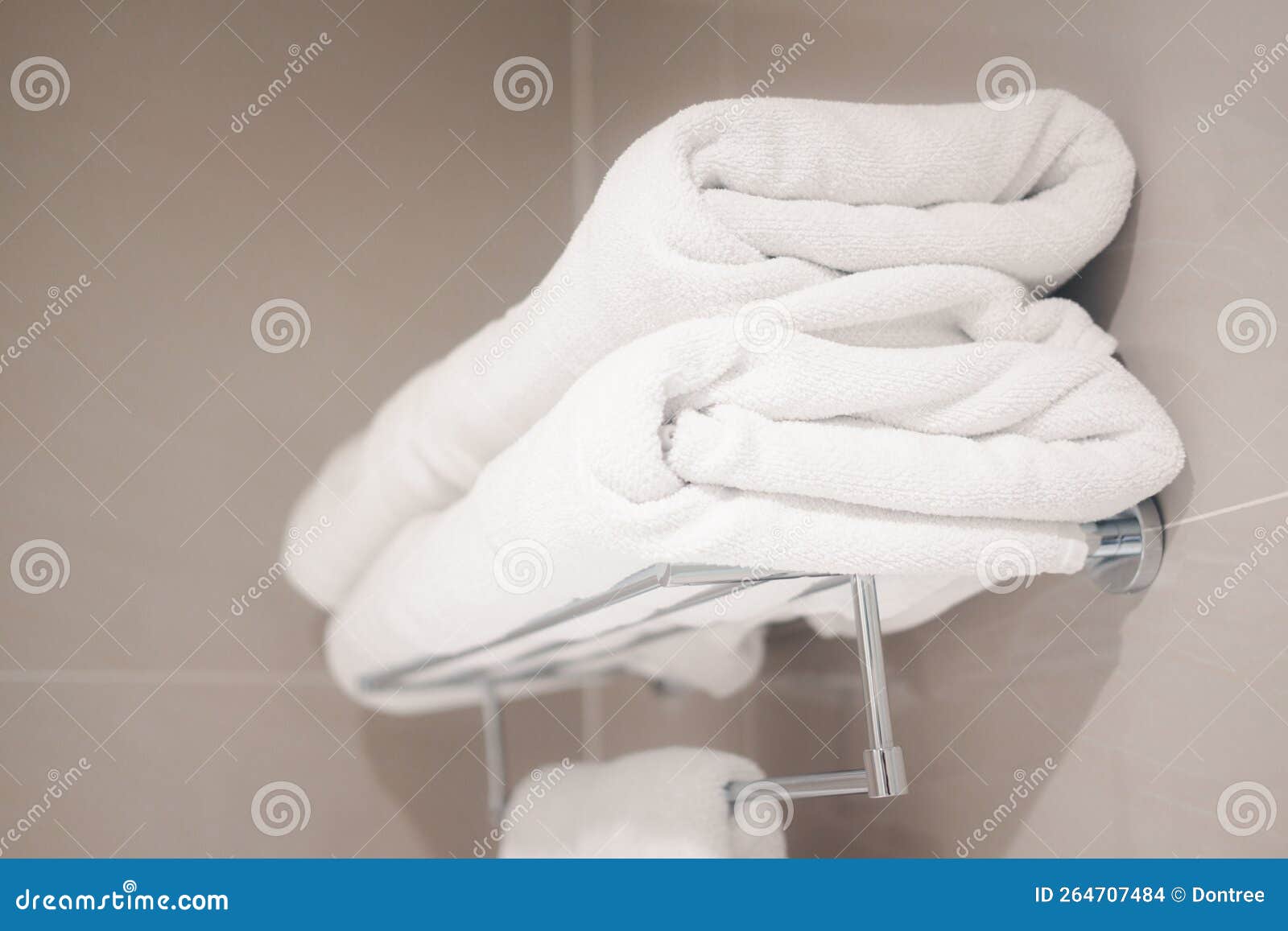 Clean White Towel on the Rack Prepared To Use Stock Photo Image of