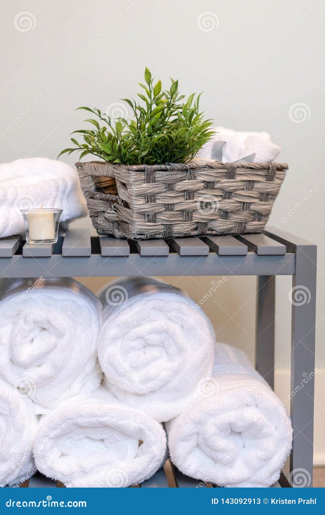 Clean White Towels Rolled Up in the Bathroom Stock Image Image of