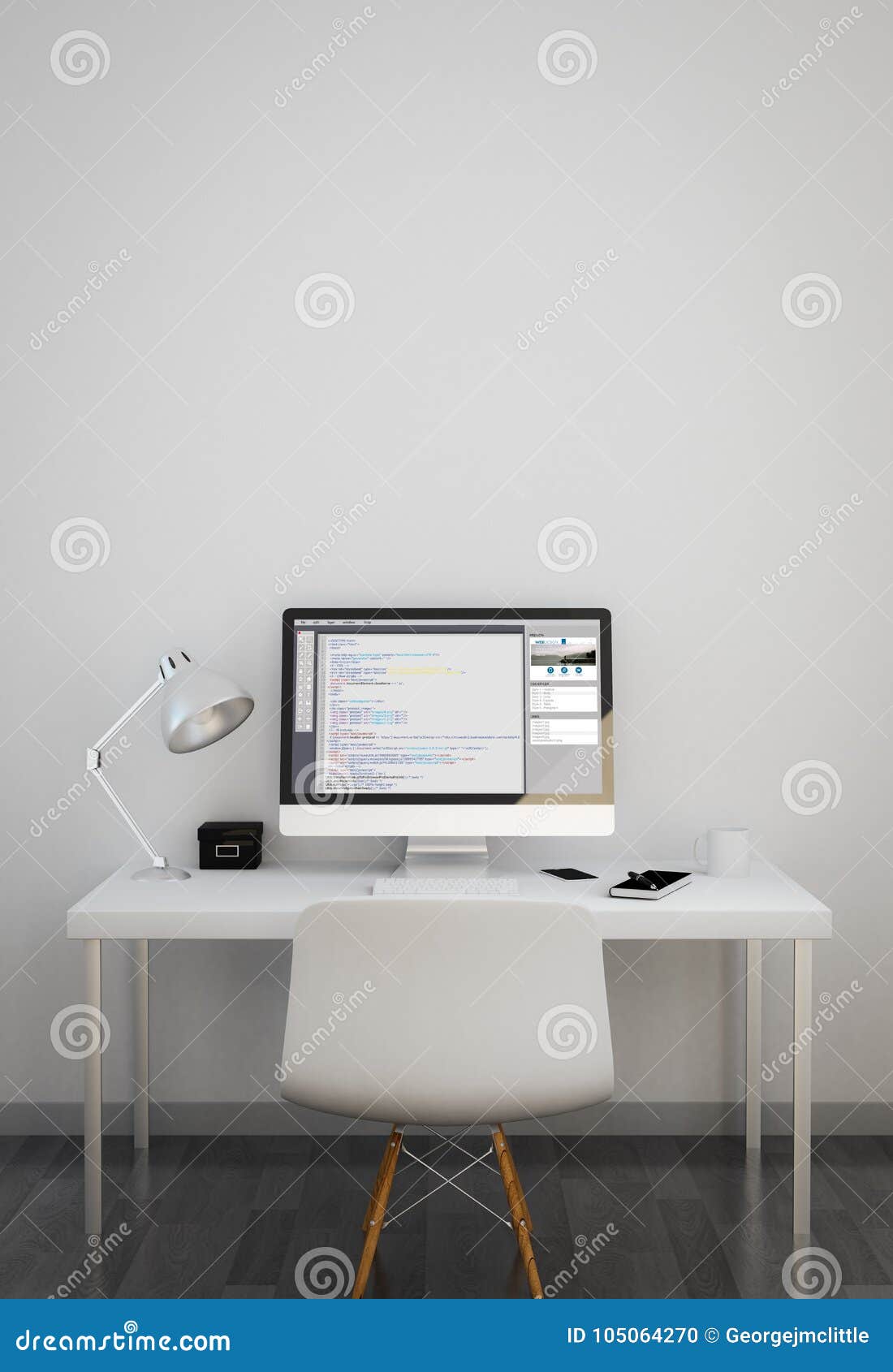 Clean Workspace with Coding Software Stock Photo - Image of display ...