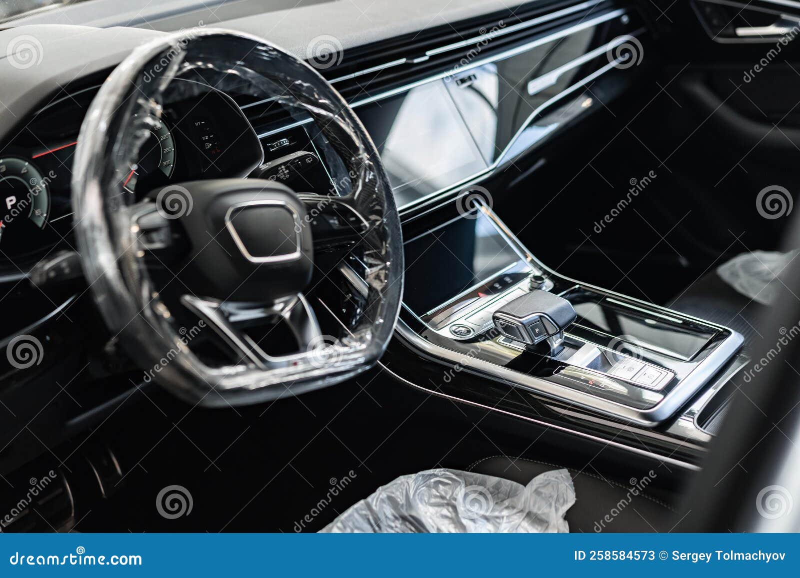 Cleaned Interior of Modern Luxury Car Close Up Photo Stock Image