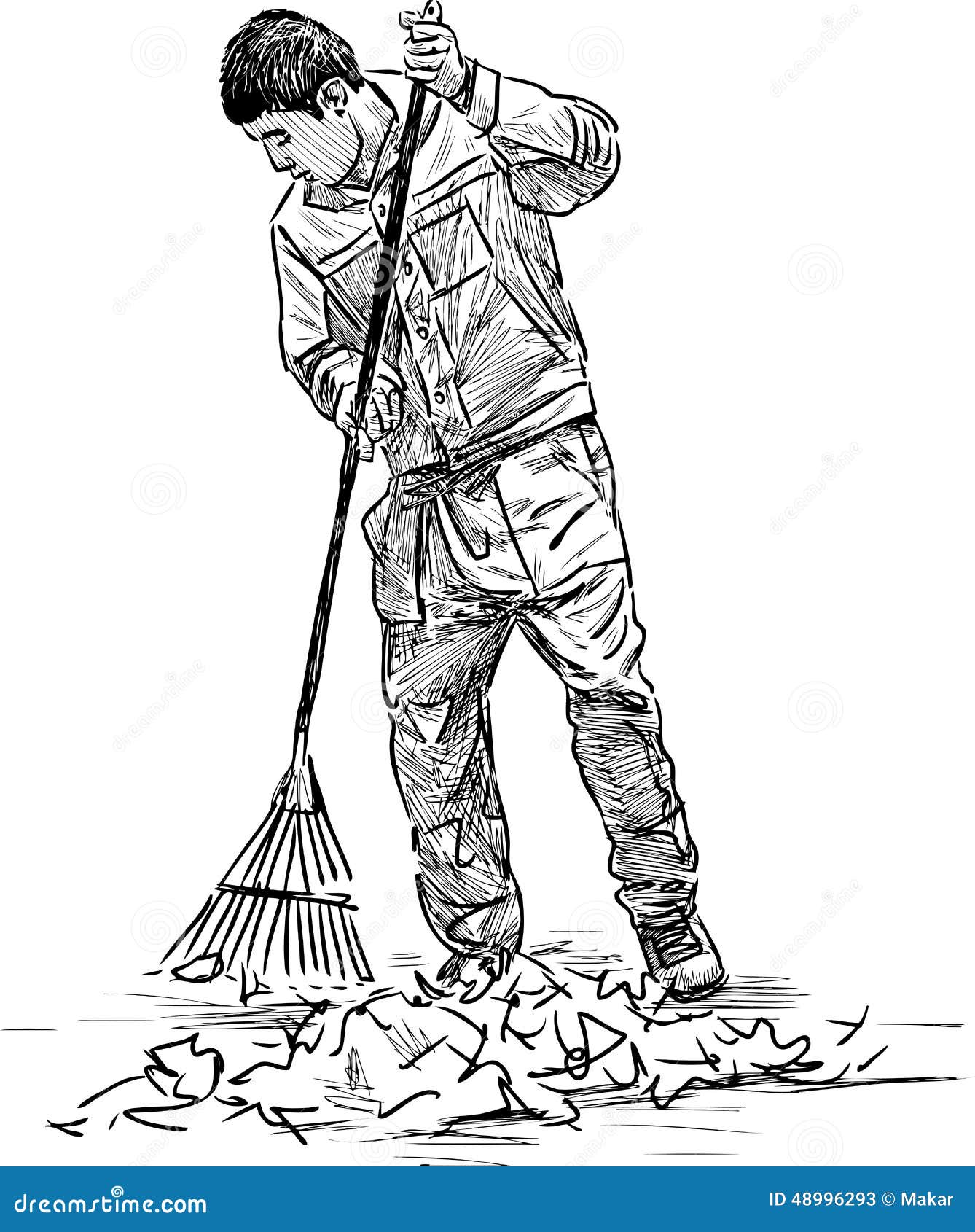 Cleaner in the park stock vector. Illustration of worker 48996293